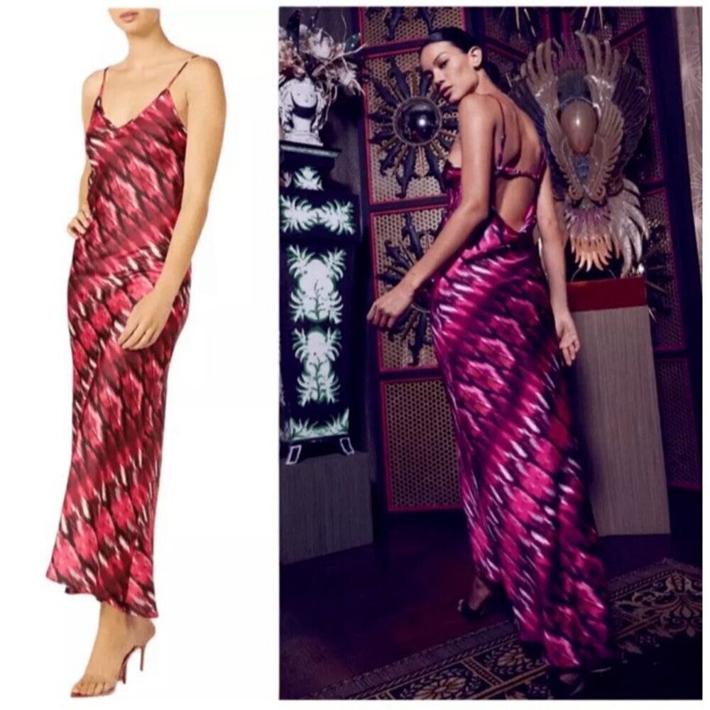 NWT Misa La Dahl Pink Purple Slipdress Sundress open back Size XS